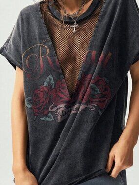 Black Sexy Women's Western Style Knit Crew Neck T-Shirt